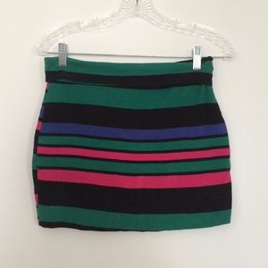 Short multi colored striped skirt